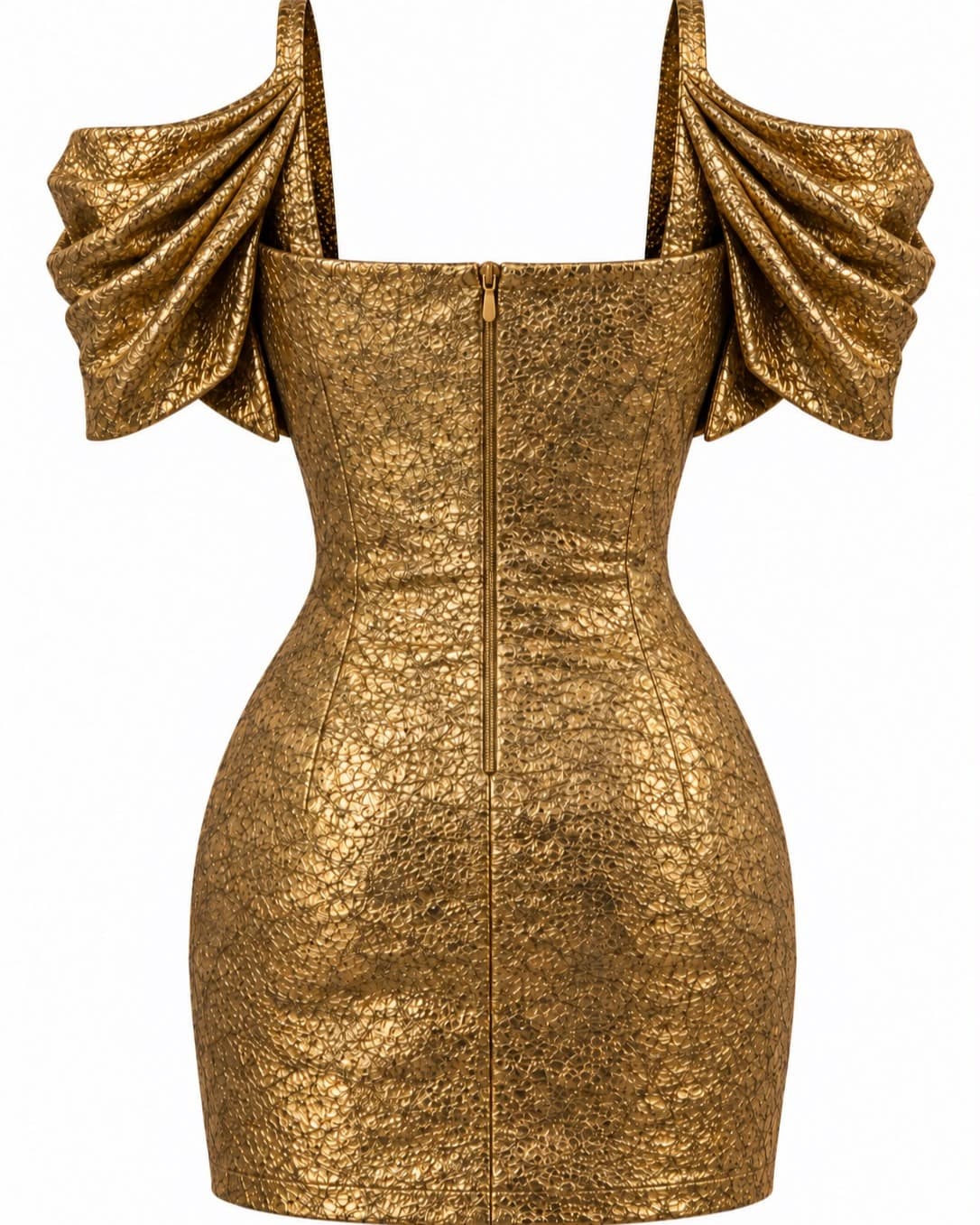 Golden Petal Mini Dress, back view