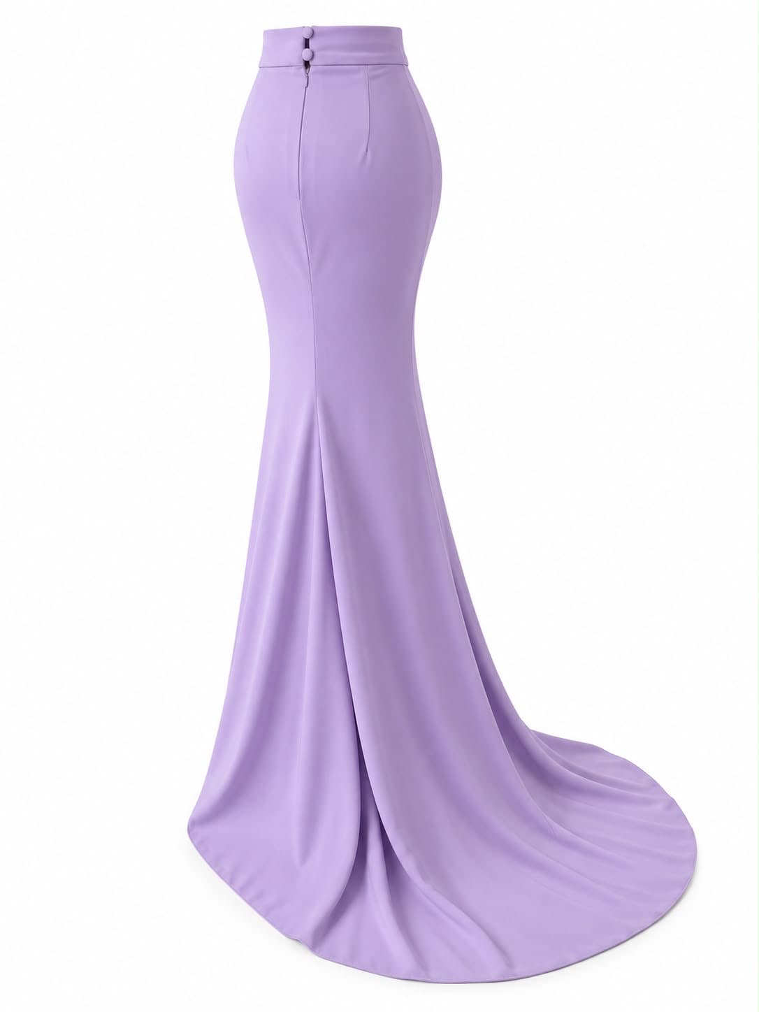 Sirène Lilas Skirt, three-quarter back view showing the train