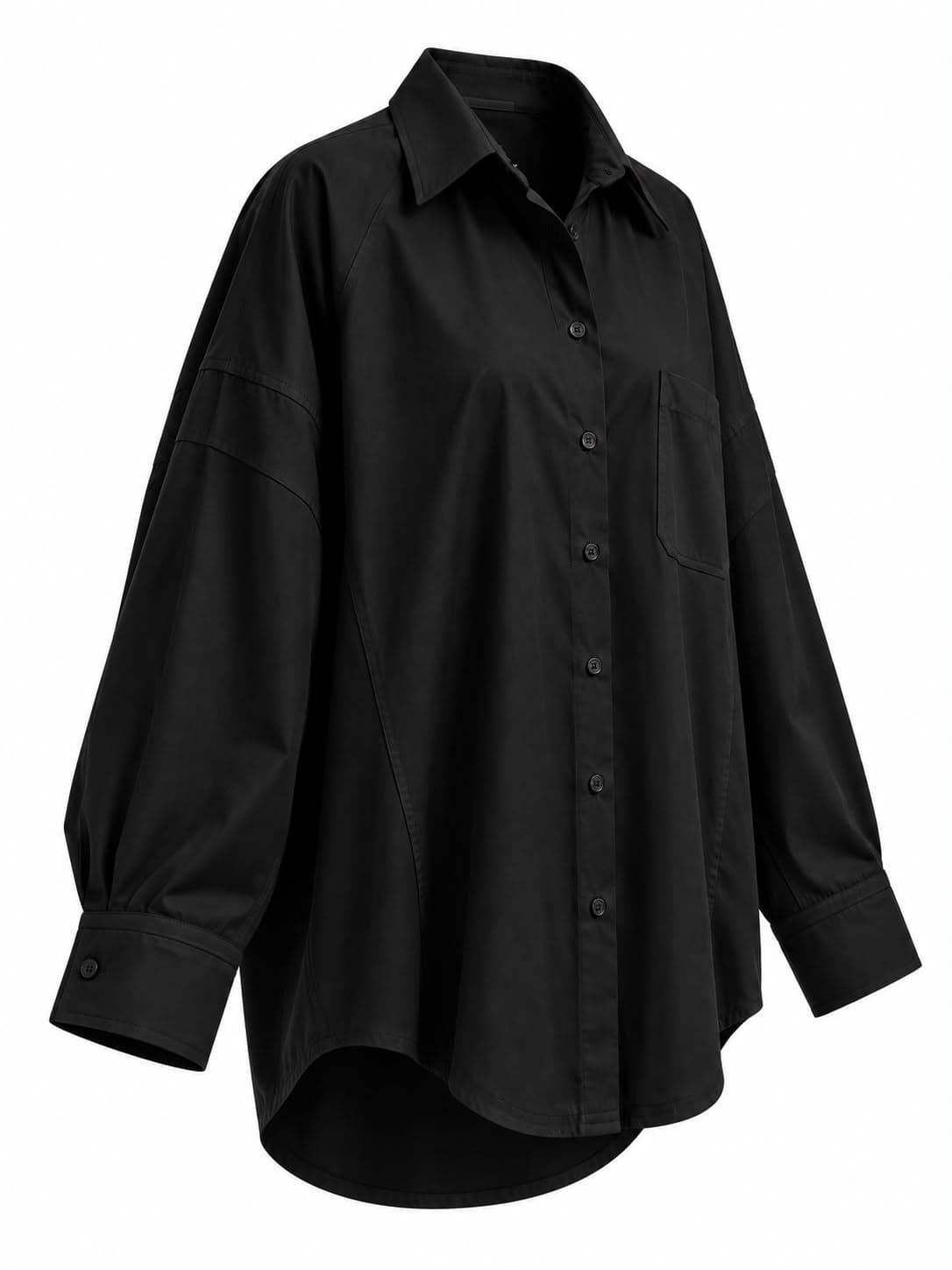 Noir Oversized T-Shirt, three-quarter view showing the raglan sleeve and deep cuff
