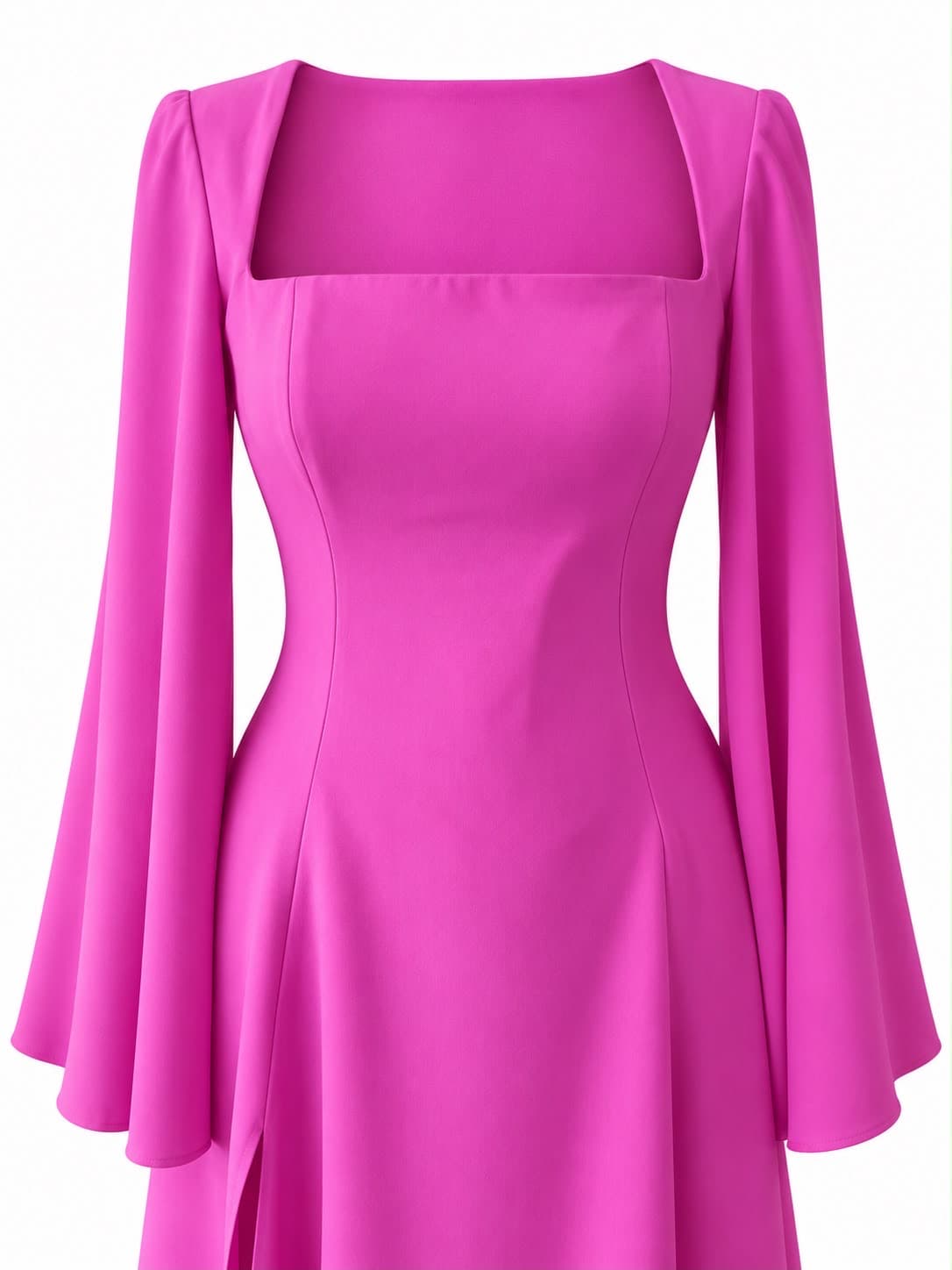 Square neckline and bodice seaming detail