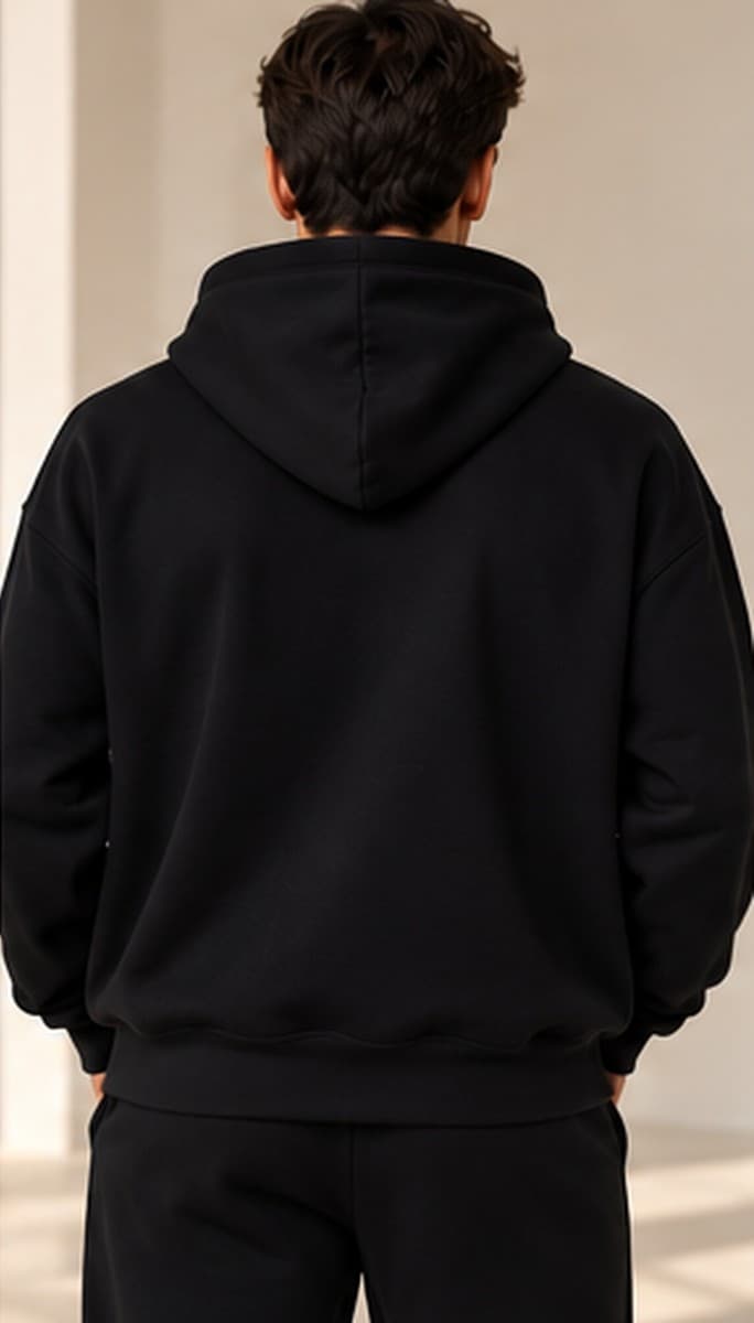 Brada Man Hoodie, back view showing the hood